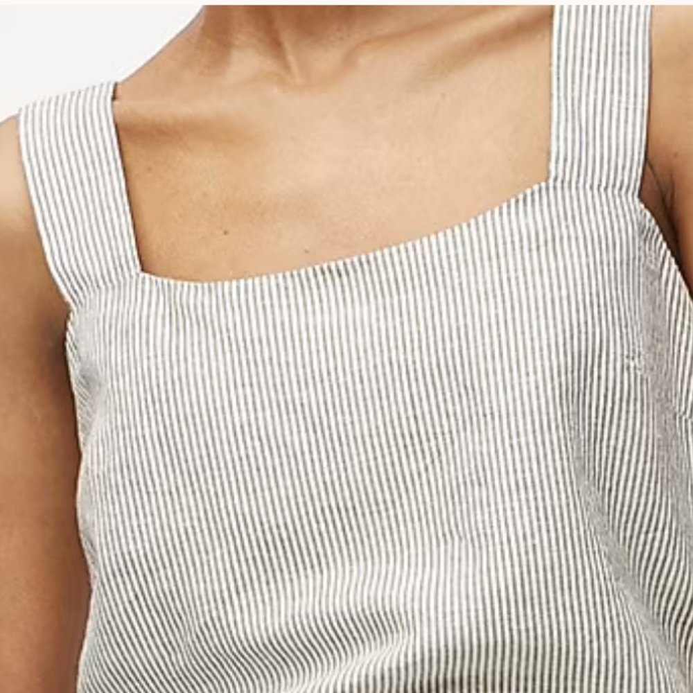Striped J. Crew linen blend square neck tank top